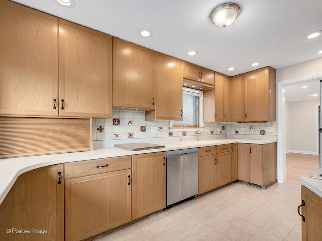 610 S Madison Ave, La Grange, IL 60525 - kitchen with dishwasher, decorative backsplash, light countertops, and recessed lighting