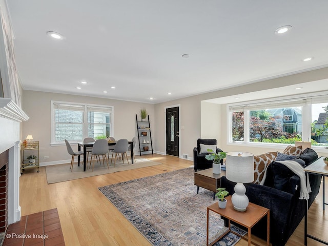 610 S Madison Ave, La Grange, IL 60525 - living room with wood finished floors, recessed lighting, and a fireplace