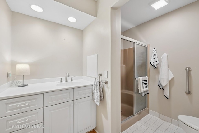 1503 Oak Ave Unit 312, Evanston, IL 60201 - full bathroom with tile patterned flooring, a shower stall, and vanity