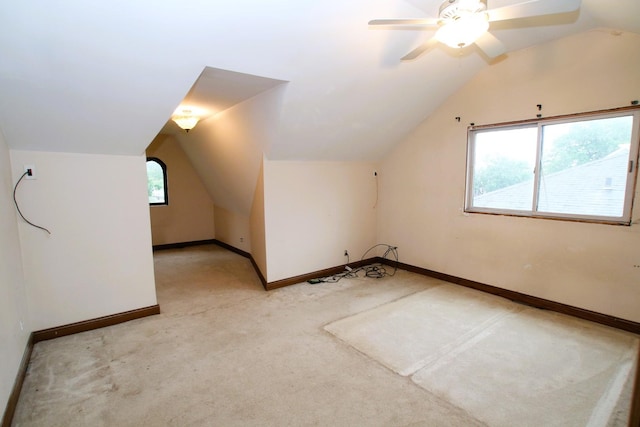 314 N Maple St, Itasca, IL 60143 - additional living space with lofted ceiling, light carpet, and ceiling fan
