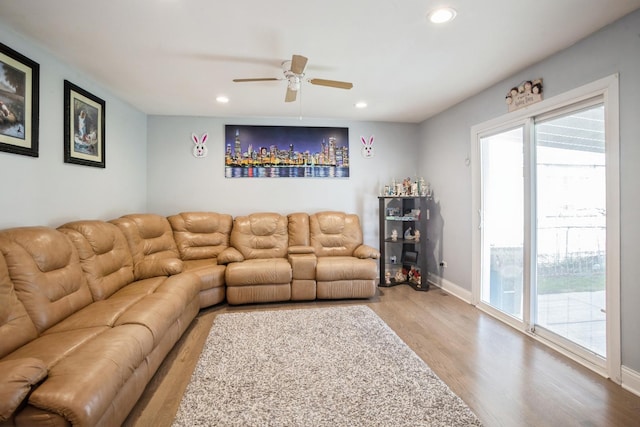 1109 S Lavergne Dr, Mount Prospect, IL 60056 - living area with ceiling fan, wood finished floors, plenty of natural light, and recessed lighting