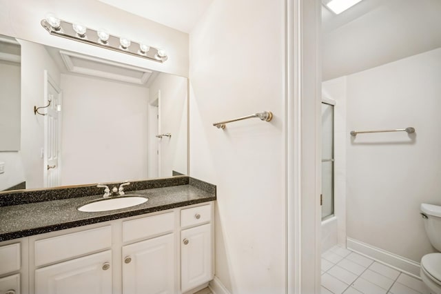 775 S Camelot Ct, Lake Forest, IL 60045 - full bath featuring vanity, tile patterned floors, and combined bath / shower with glass door