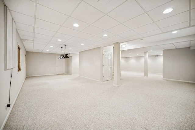 775 S Camelot Ct, Lake Forest, IL 60045 - finished basement with carpet flooring, a paneled ceiling, and recessed lighting