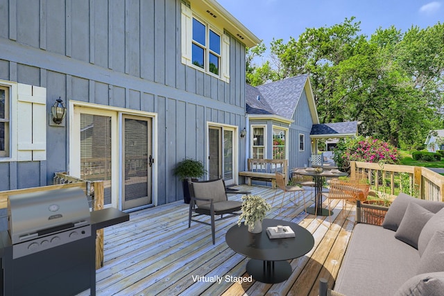 201 S Wulff St, Cary, IL 60013 - deck with a grill and an outdoor living space