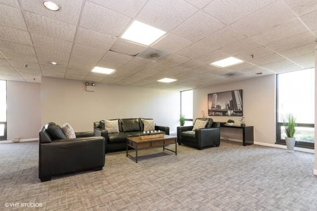 9098 Terrace Dr Unit 3E, Niles, IL 60714 - living room with carpet and a drop ceiling