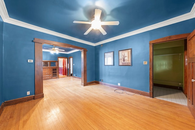 1318 S 61st Ct, Cicero, IL 60804 - spare room with hardwood / wood-style floors, a ceiling fan, and ornamental molding