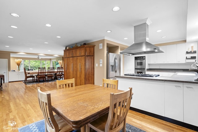 1886 N Springview Dr, Kankakee, IL 60901 - dining room with recessed lighting, light wood-type flooring, and ornamental molding