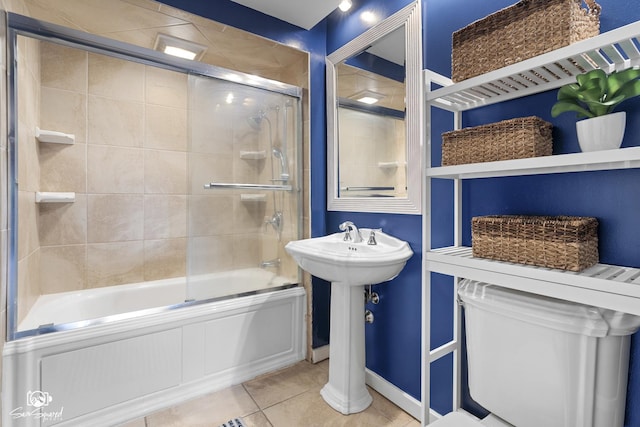 1886 N Springview Dr, Kankakee, IL 60901 - full bathroom featuring bath / shower combo with glass door and tile patterned floors