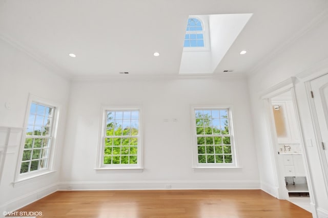 78 Wagner Rd, Northfield, IL 60093 - empty room with crown molding, light wood-style floors, and recessed lighting