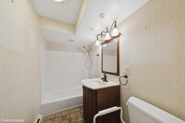 935 8th Ave Unit 1, La Grange, IL 60525 - full bath featuring shower / bathtub combination, vanity, and a baseboard heating unit