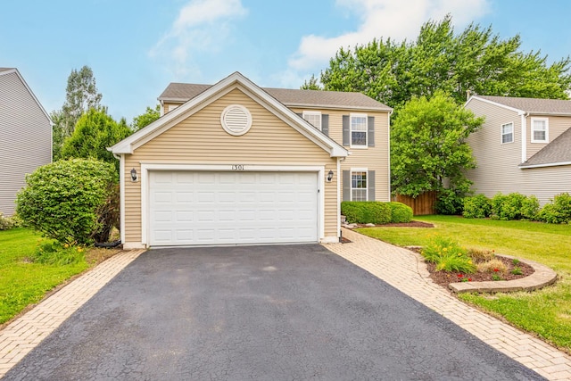 1301 Bridgehampton Dr, Plainfield, IL 60586 - traditional home featuring a front yard, asphalt driveway, and a garage