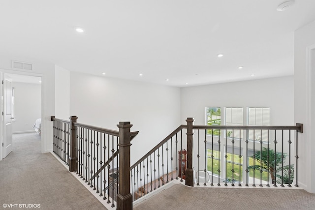 12906 S Sydney Cir, Plainfield, IL 60585 - corridor with an upstairs landing, carpet, and recessed lighting