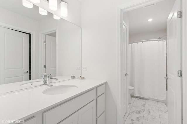 12906 S Sydney Cir, Plainfield, IL 60585 - full bathroom with marble finish flooring, vanity, and a shower with shower curtain