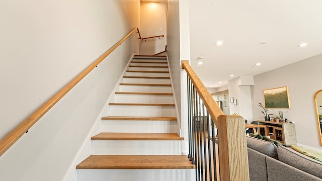 3124 S Benson St Unit 6, Chicago, IL 60608 - stairway featuring recessed lighting