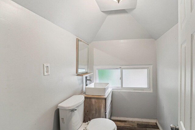 7659 S Rhodes Ave, Chicago, IL 60619 - bathroom with wood finished floors, vaulted ceiling, and vanity