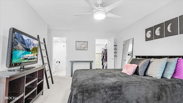 2051 Creekside Dr Unit 2-3, Wheaton, IL 60189 - bedroom with carpet flooring, ensuite bathroom, a ceiling fan, a closet, and a spacious closet