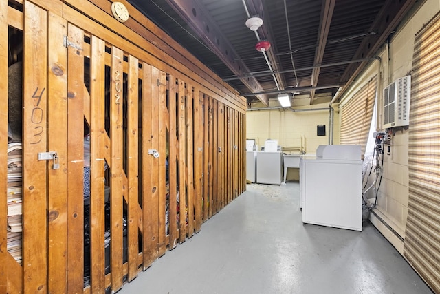 429 Wesley Ave Unit 301, Oak Park, IL 60302 - below grade area with separate washer and dryer and a baseboard radiator