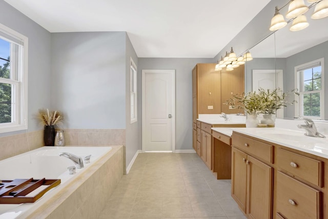 7270 Bannockburn Cir, Lakewood, IL 60014 - bathroom featuring vanity, a bath, and tile patterned floors