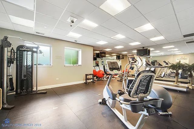 77 N Quentin Rd Unit 202, Palatine, IL 60067 - gym with a paneled ceiling and baseboards