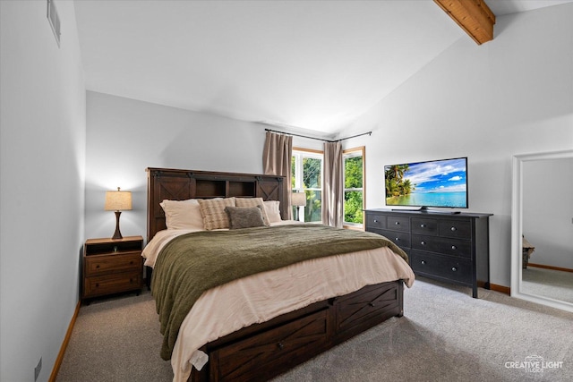 1809 Winmont Ct, Montgomery, IL 60538 - bedroom featuring carpet floors, beam ceiling, and high vaulted ceiling