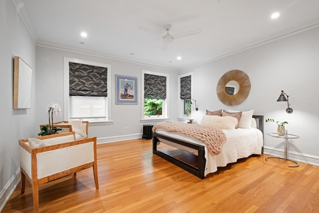 343 Washington Ave, Wilmette, IL 60091 - bedroom featuring crown molding, light wood-type flooring, ceiling fan, and recessed lighting