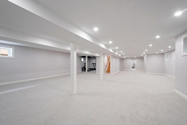 343 Washington Ave, Wilmette, IL 60091 - finished below grade area featuring stairway, recessed lighting, and light carpet