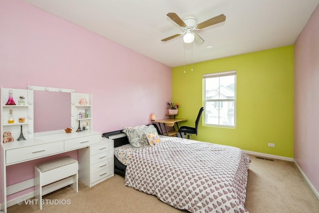 646 Grand Canyon Cir, Crystal Lake, IL 60014 - bedroom with light colored carpet, an office area, and a ceiling fan
