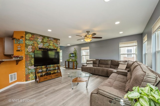 646 Grand Canyon Cir, Crystal Lake, IL 60014 - living room with healthy amount of natural light, wood finished floors, ceiling fan, and recessed lighting