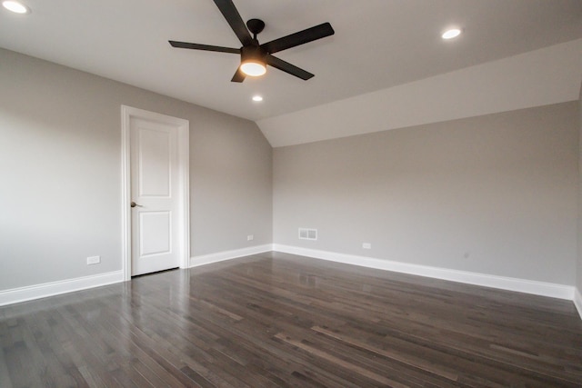8930 S Throop St, Chicago, IL 60620 - spare room featuring a ceiling fan, recessed lighting, dark wood-type flooring, and vaulted ceiling