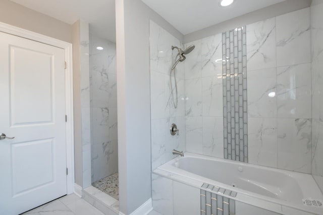 8930 S Throop St, Chicago, IL 60620 - full bath featuring marble look tiles and recessed lighting