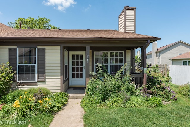 1827 Appaloosa Dr, Naperville, IL 60565 - doorway to property with a chimney and roof with shingles