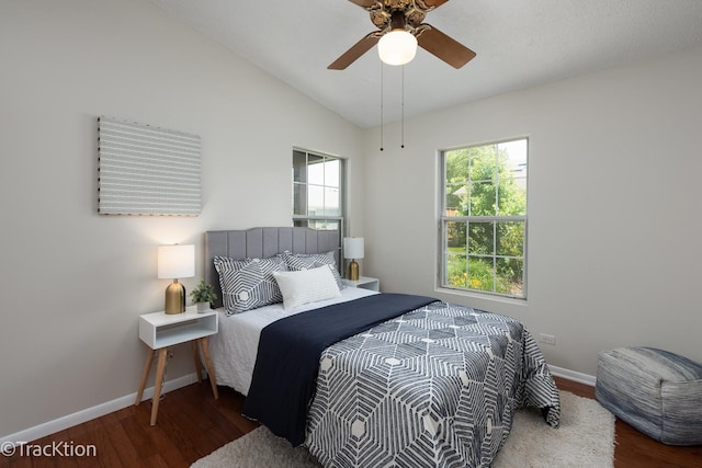 1827 Appaloosa Dr, Naperville, IL 60565 - bedroom featuring wood finished floors, vaulted ceiling, and ceiling fan