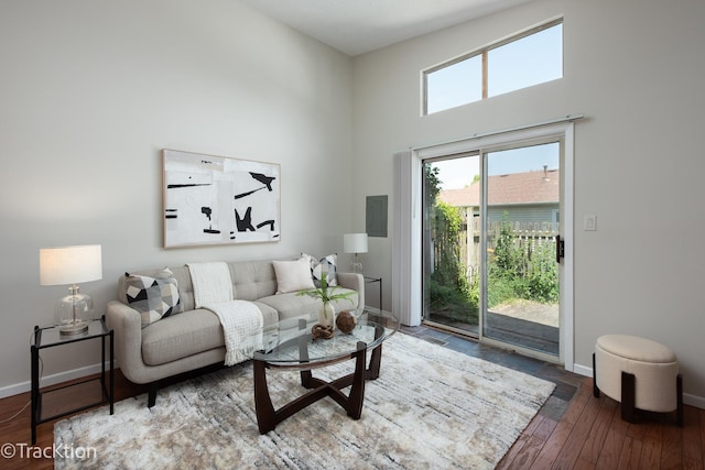 1827 Appaloosa Dr, Naperville, IL 60565 - living area featuring a towering ceiling and wood finished floors