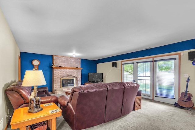 11254 S Whipple St, Chicago, IL 60655 - living area with light carpet and a brick fireplace