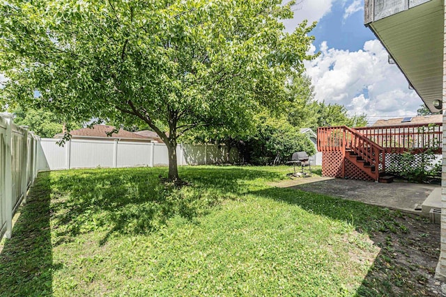 11254 S Whipple St, Chicago, IL 60655 - fenced backyard with stairway, a deck, and a patio area