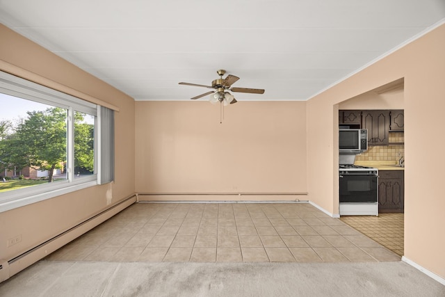 1139 Leavitt Ave Unit 313, Flossmoor, IL 60422 - spare room with a baseboard heating unit, light tile patterned floors, ceiling fan, and baseboard heating