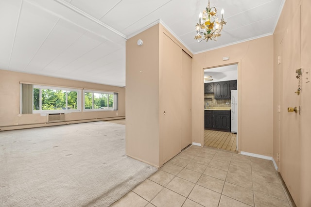 1139 Leavitt Ave Unit 313, Flossmoor, IL 60422 - hall featuring a chandelier, ornamental molding, and light tile patterned floors