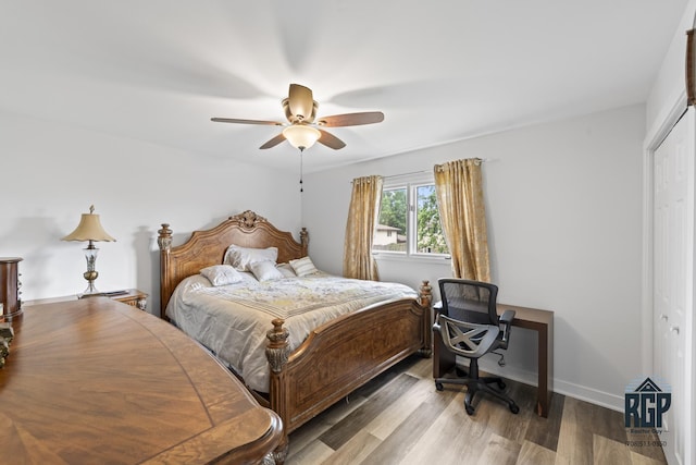 8825 Abbey Ln, Orland Park, IL 60462 - bedroom featuring wood finished floors, a closet, and ceiling fan