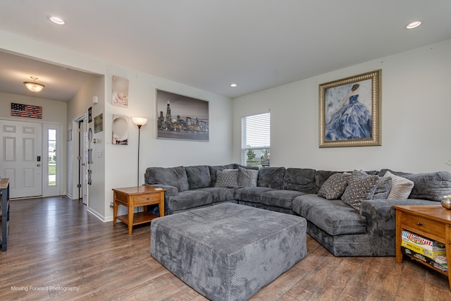 26065 S White Oak Trl, Channahon, IL 60410 - living area featuring wood finished floors and recessed lighting