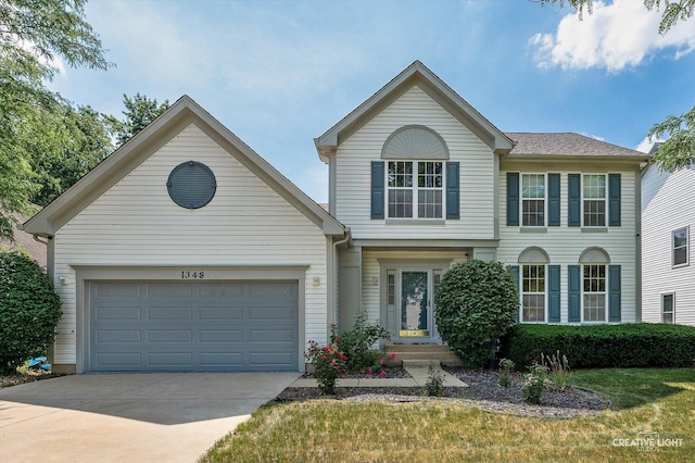 1348 Amaranth Dr, Naperville, IL 60564 - view of front of property featuring concrete driveway, a garage, and a front lawn