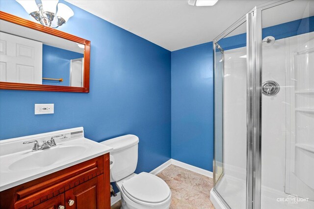 1348 Amaranth Dr, Naperville, IL 60564 - bathroom with a stall shower, vanity, and marble finish flooring