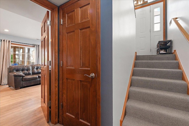 2447 Saddle Ridge Dr, Joliet, IL 60432 - stairway with wood finished floors and recessed lighting