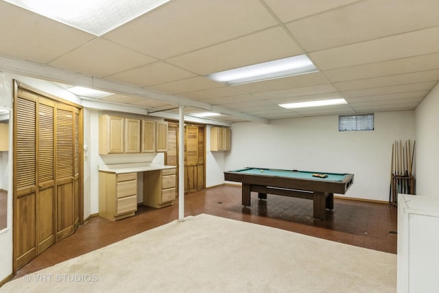 5341 Grand Ave, Downers Grove, IL 60515 - recreation room featuring billiards table and a drop ceiling