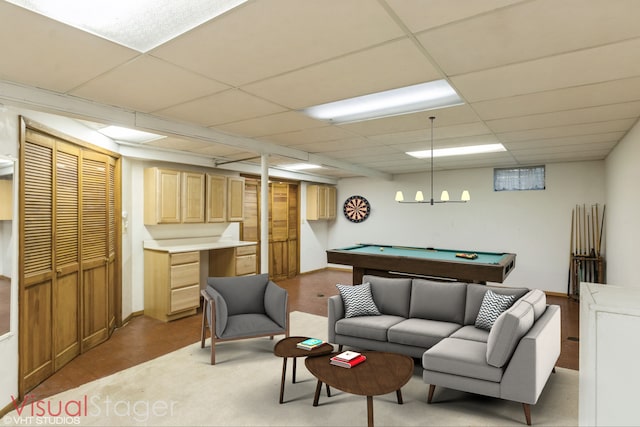 5341 Grand Ave, Downers Grove, IL 60515 - living room featuring billiards and a paneled ceiling
