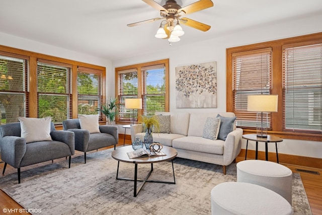 128 Coolidge Ave, Barrington, IL 60010 - living area with wood finished floors and a ceiling fan