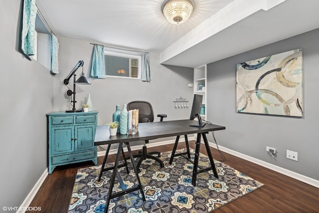 128 Coolidge Ave, Barrington, IL 60010 - office area featuring dark wood finished floors and baseboards