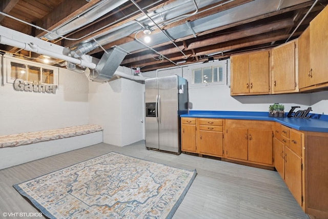 128 Coolidge Ave, Barrington, IL 60010 - unfinished below grade area featuring stainless steel refrigerator with ice dispenser