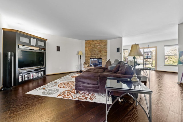 1018 Butterfield Cir E, Shorewood, IL 60404 - living area featuring wood finished floors and a fireplace