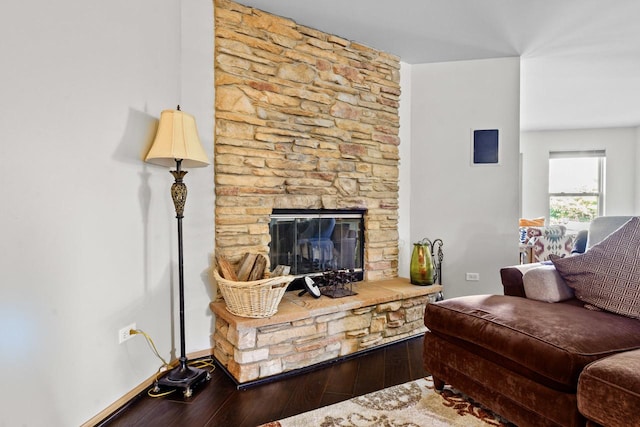 1018 Butterfield Cir E, Shorewood, IL 60404 - living area featuring wood-type flooring and a stone fireplace