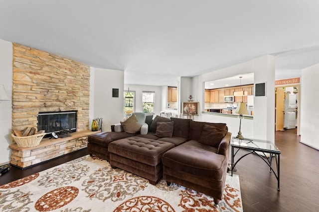 1018 Butterfield Cir E, Shorewood, IL 60404 - living room featuring wood finished floors and a fireplace